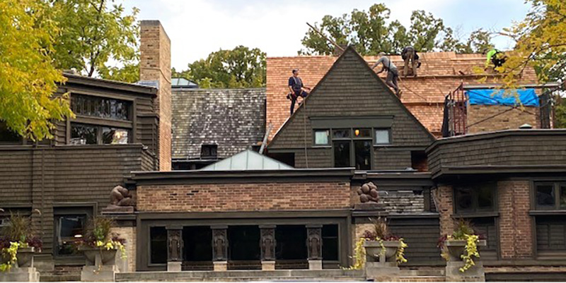 Work as seen from Chicago Avenue.