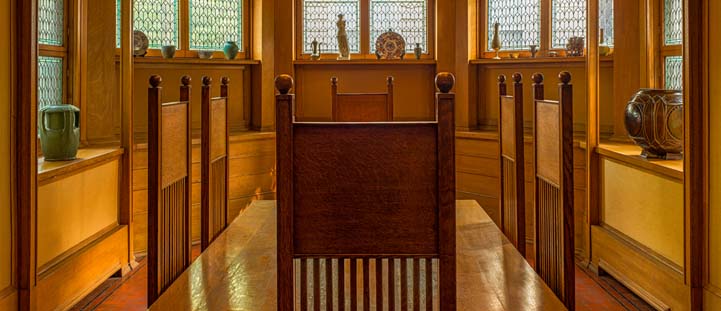 Dining Room suite, Frank Lloyd Wright Home and Studio, Photography by James Caulfield Collections
