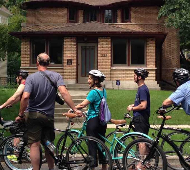 Pedal Oak Park bicyclists