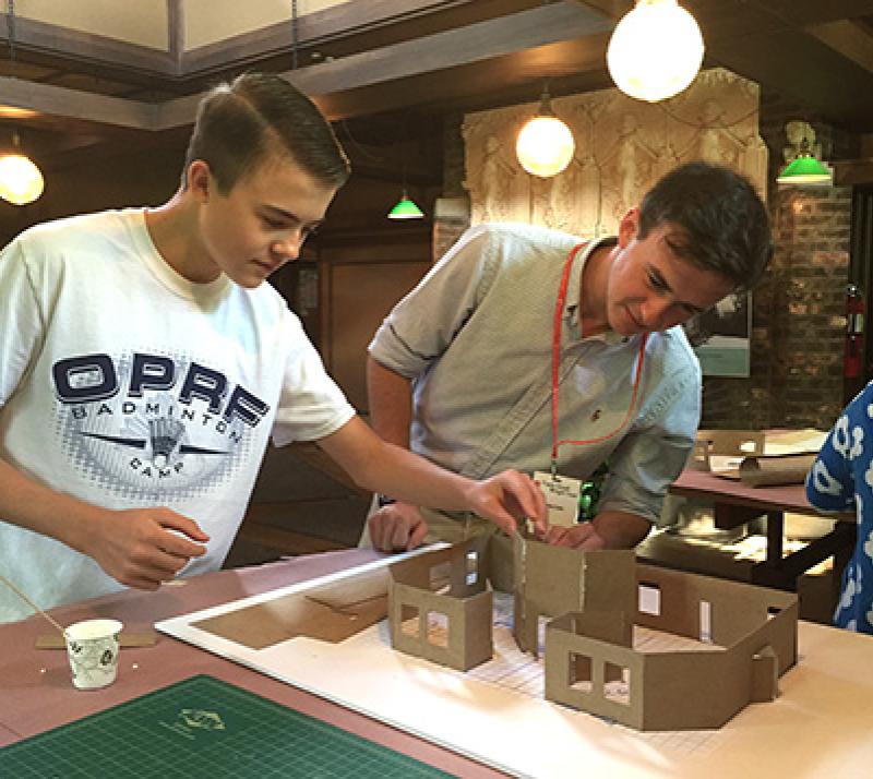 campers working on model